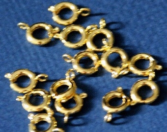 10 Gold Plated Brass Spring Ring Clasp 6mm