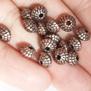 30 antieke koperen rondelle tussenkralen: metalen kralen van 7 x 4,5 mm