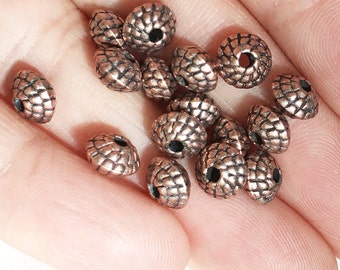 30 Antique Copper Rondelle Spacer Beads: 7x4.5mm Metal Beads