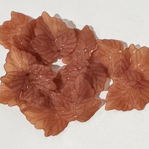 Bulk 200 pcs  Frosted Acrylic leaf drops 24x22mm - Brown