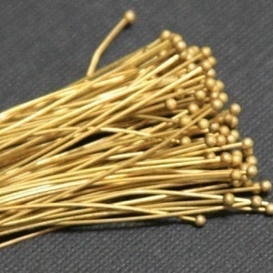 500 Raw brass Ball end head pins - 24 gauge - 2 inch