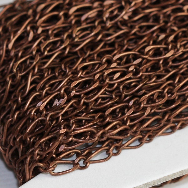 32ft   antique copper chain plated brass Figaro chain  soldered links