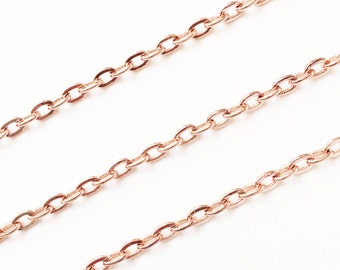 10 ft  Rose Gold color  flat cable chain 2X3mm - unsoldered, Bulk Rose gold chain