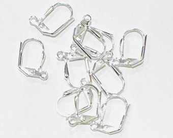 50 fils d'oreilles à levier plaqués argent 10 x 16 mm