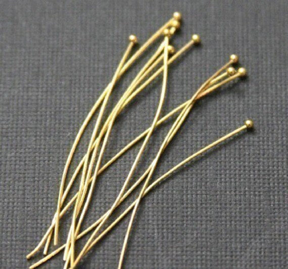 100pcs Gold Plated Brass Eye Pins – 1.5 Inch, 21 Gauge – Standard Eye – Platinum Brand