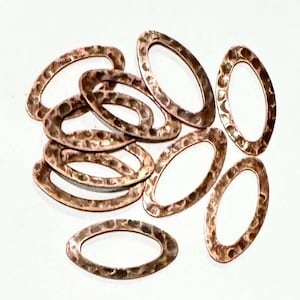 10 pcs  antiqued copper hammered oval link 12X22mm
