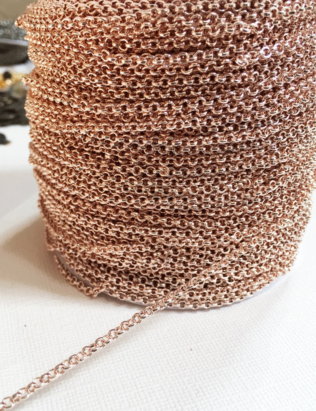 Chain Style Rope Curb Rollo Rose Gold Rollo Chain: 2.5mm Open Link, 10 Ft Bulk Chain - Etsy