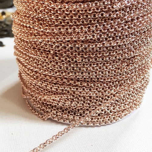 10 Ft Rose Gold Rollo Chain 2.5x1 Mm Bulk Rolo Chain Open Etsy