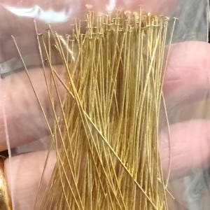 100pcs of gold plated brass headpin 2 inch long -26 gauge