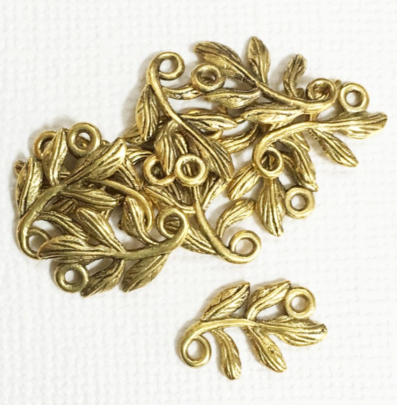 Connector - Flower and Leaves, Antique Gold