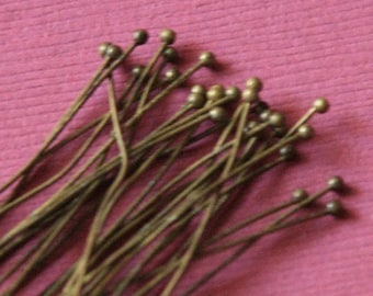 Wholesale      500 pcs of Antiqued Brass Ball end headpin - 24G - 2inch