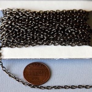 15 ft  Gunmetal round cable chain 2.6X3.9mm unsoldered links