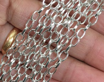 Spring special 10 ft Silver plated drawn cable chain 6x3.5mm, Bulk Silver chain,