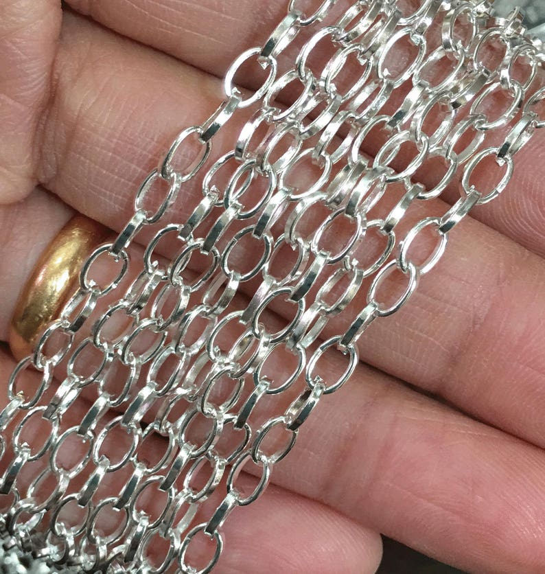 Spring special 10 ft Silver plated drawn cable chain 6x3.5mm, Bulk Silver chain, image 1