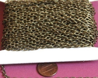 180ft  Antiqued Brass finished texture cable chain 3X5mm- unsoldered