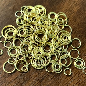 500  assorted sizes gold color steel  jump rings 4mm, 5mm, 6mm,8mm, 10mm