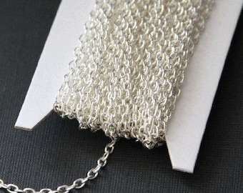32 ft spool  Silver Plated round cable chain 2.6X3.9mm - unsoldered