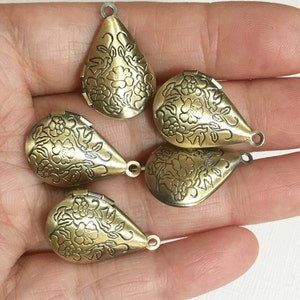 10 pcs of Antique brass teardrop Locket Pendant 15x24mm