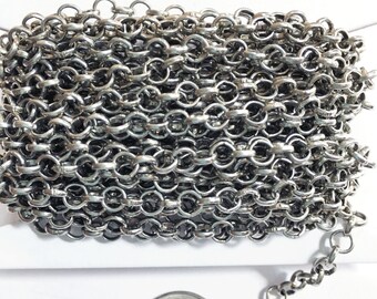 Bulk 150ft Antique Silver Rollo chain 4mm, steel base rollo chain, bulk antique silver chain, 5 Meters