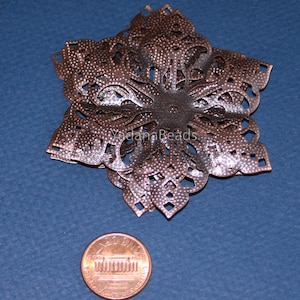 10 pcs  Antiqued Copper filigree pendant drop 63mm