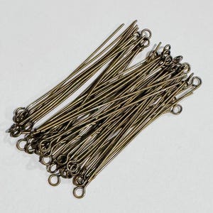 250 pcs of Antiqued Brass Eye Pin - 2 inch long - 22 gauge