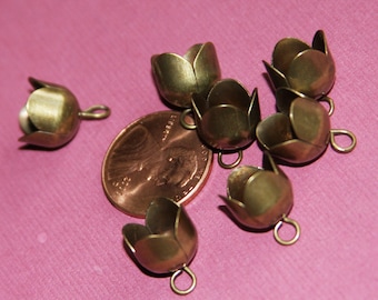 12 pcs  antique brass flower bead cap/ end cap