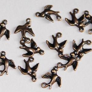 24 pcs  antique Copper  bird links 14x12mm