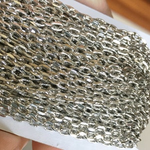 10 ft antieke zilveren fancy ketting, antieke zilveren ketting 3,8x2,8 mm