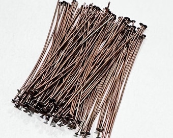 200 Antiqued Copper headpin 2inch long  22 gauge, bulk copper head pins