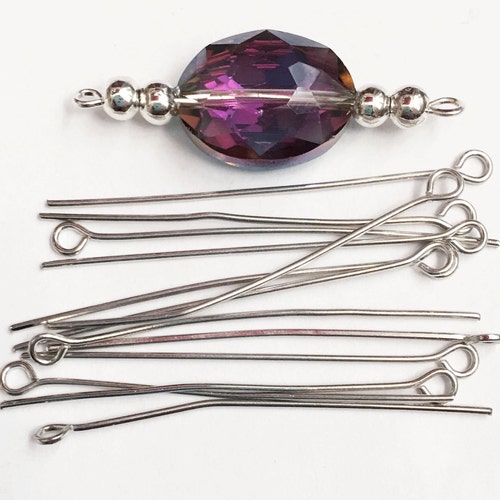 Bulk 200 Silver Plated Steel Eyepins 60mm Long 21 Gauge Etsy