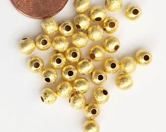 Bulk 500 stuks Vergulde ronde geborstelde kralen 5 mm, ronde geborstelde kralen, gouden tussenkralen