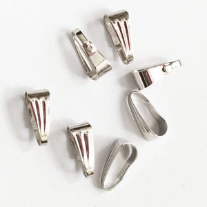 50 Antique Silver Plated Snap Bails: Locket Connector (9x4mm)