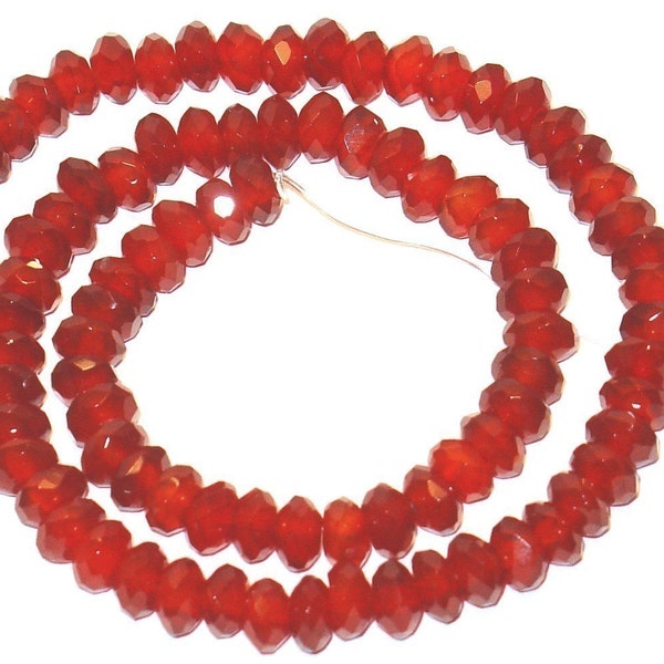 8 in strand of Carnelian faceted rondelle beads 5X8mm