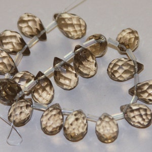18 Stück Glas facettierte Brioletten 8x13mm Smoky