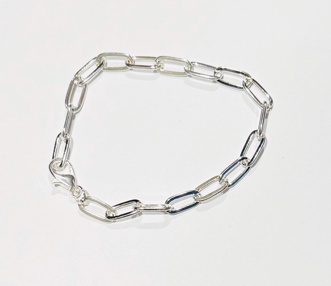 ロブスタークラスプ付きシルバーメッキチェーンブレスレット（5個、7