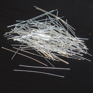 100pcs of Silver plated Head Pin 24 Gauge 1.75 inch