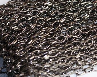 10ft Gunmetal Drawn Cable Chain: 6x3.5mm Bulk Steel Jewelry Supplies