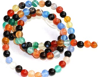 15 inch strand  multi color Natural Gemstone round beads 8mm