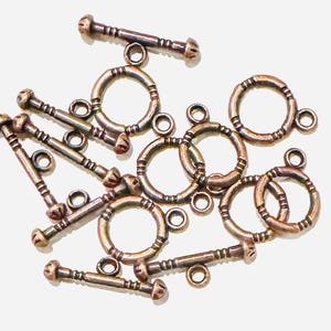 Bulk 50 sets  Antiqued copper Toggle clasps with line  16x12mm