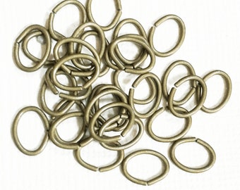 100 Antiqued Brass Oval Jump Rings: 22 Gauge, 8x6mm