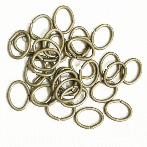 100 pcs Antiqued Brass plated oval jumpring 22 gauge 8x6mm, brass oval jump rings