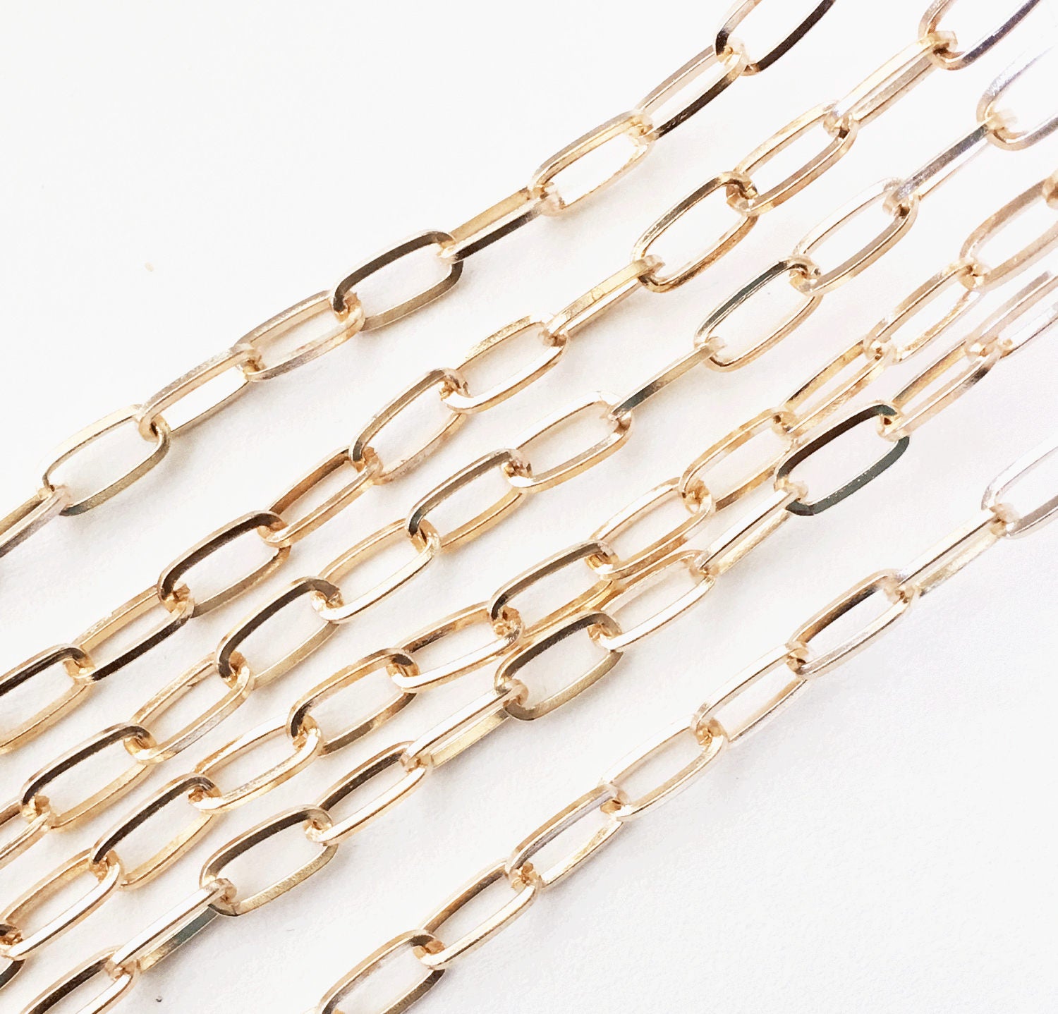 15 ft light gold color drawn cable chain 6x12mm, bulk gold long oval chain, Bulk drawn chain