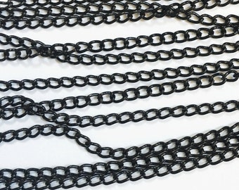 32ft Gunmetal plated curb chain , black tassel chain, Bulk Gunmetal chain