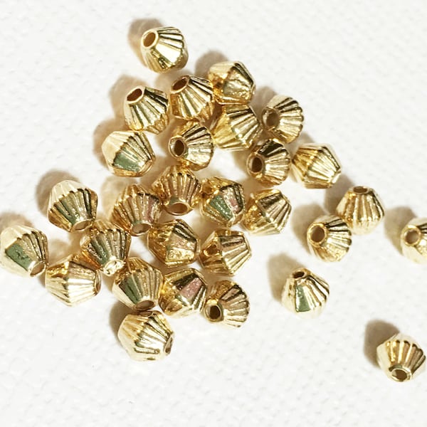 100 pcs  gold color bicone spacer beads 4x3.5mm,  metal spacer beads