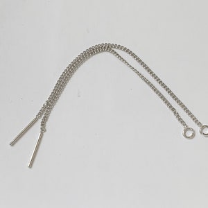 Platinum Curb Chain Threader Earrings: 80mm Long