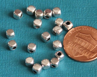 100 pcs  antique Silver square cube beads 4mm