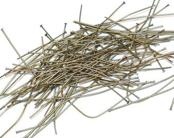 Bulk 500 pcs of Antiqued brass headpin  24 gauge 1.75 inch