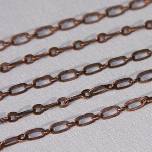 10 ft   Antiqued Copper Long and Short chain 4X2mm- Soldered Links