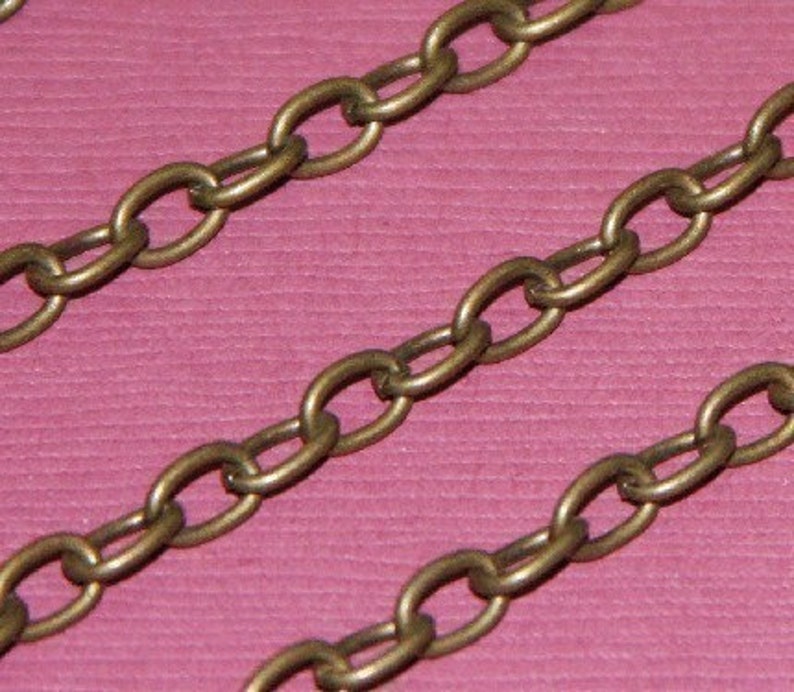 SALE 15ft Antiqued brass finished over iron large cable chain 5x4mm Open Links image 1