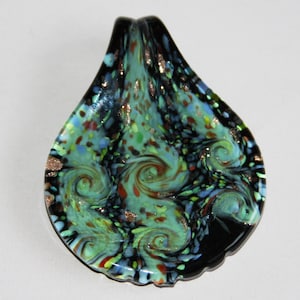 1 piece Green lampwork teardrop pendant 61x49mm image 1